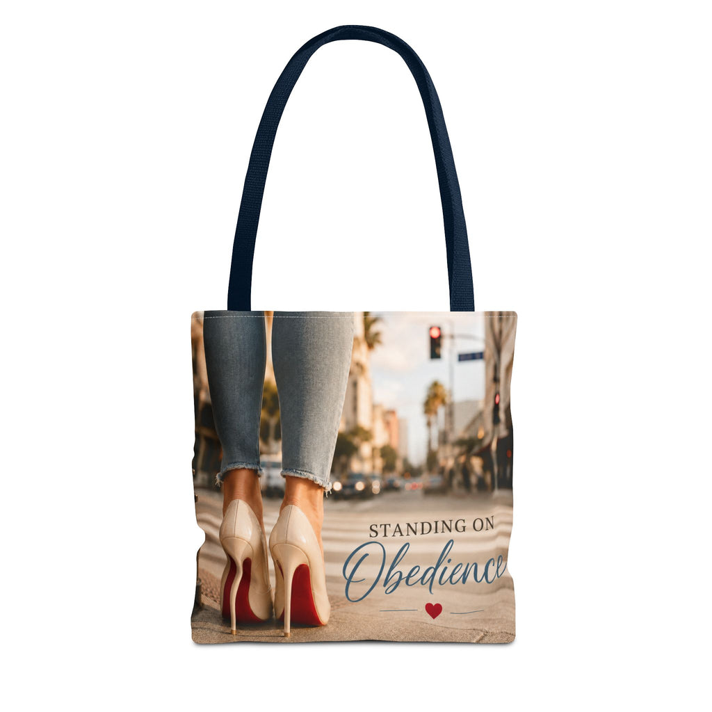 Standing on Obedience Large Christian Tote Bag for Work, Church & Everyday Life