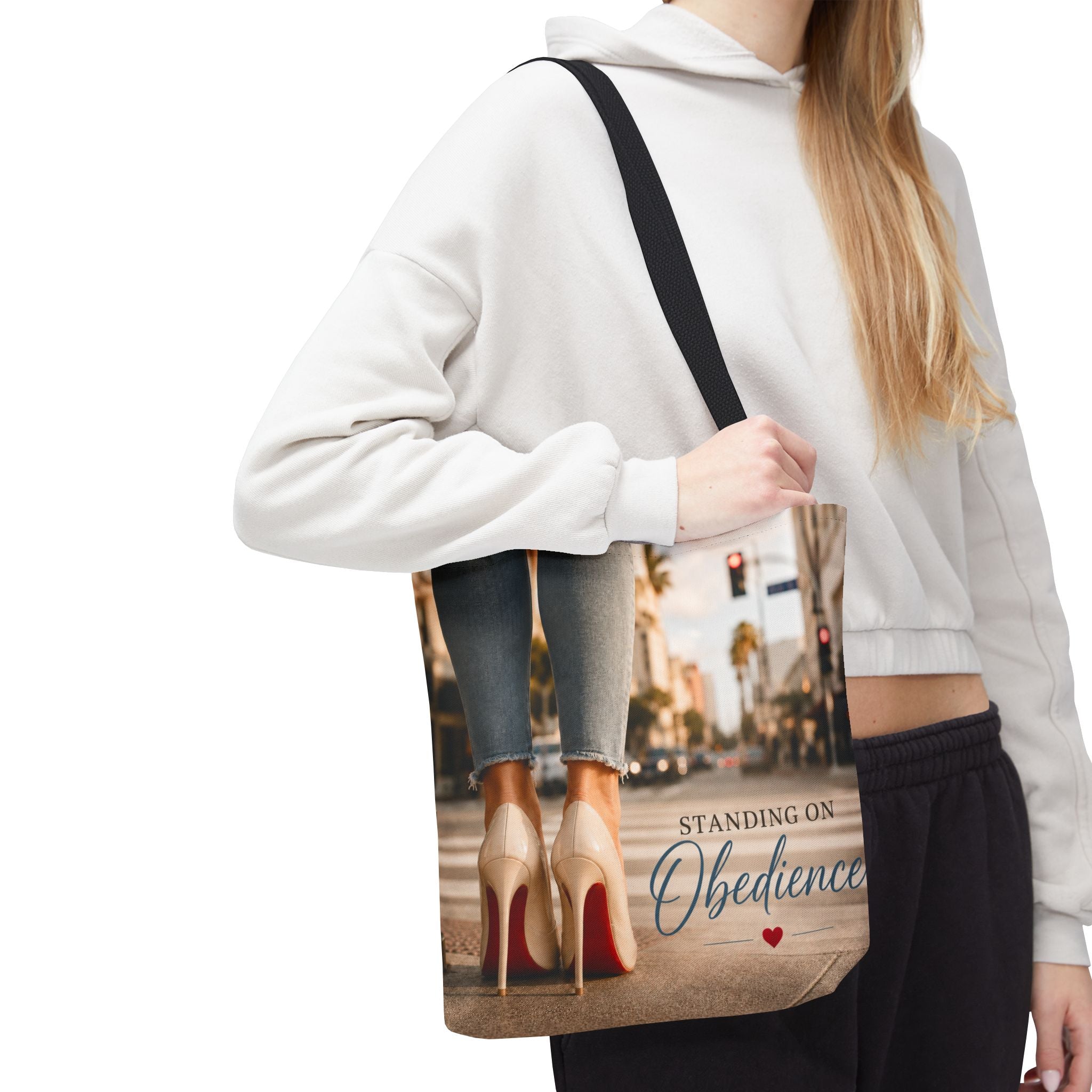 Standing on Obedience Large Christian Tote Bag for Work, Church & Everyday Life