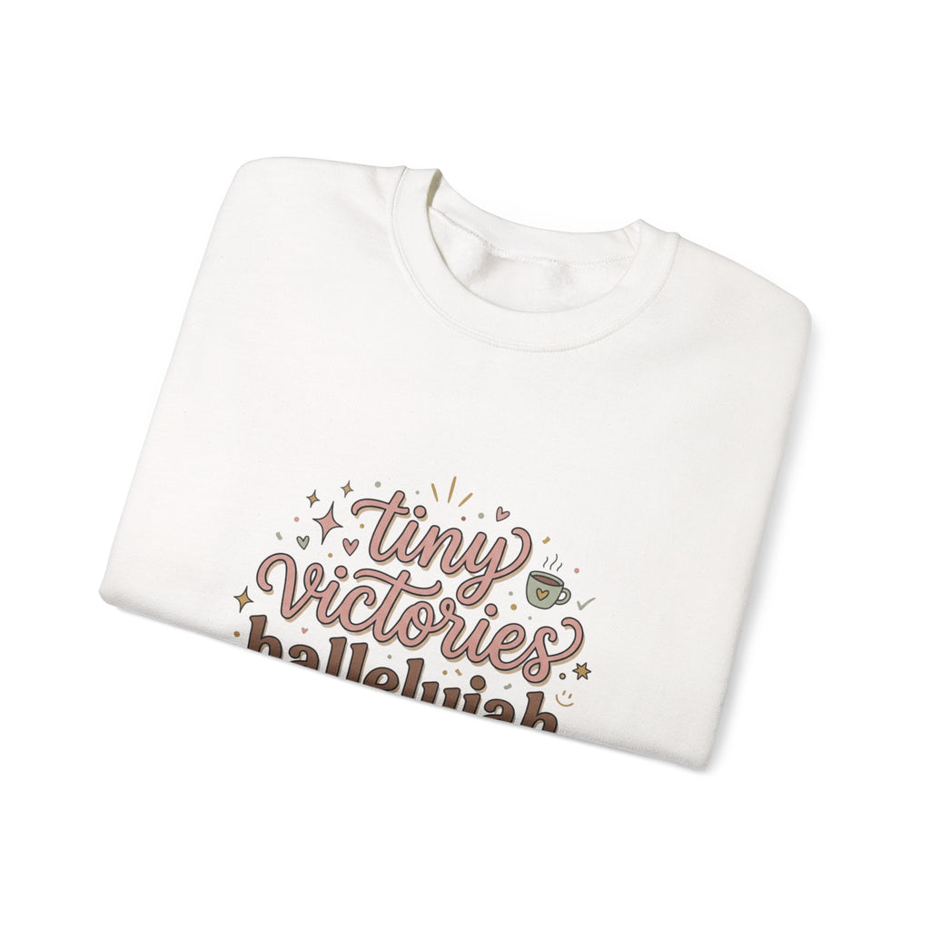 tiny victories hallelujah Sweatshirt | Everything Hallelujah, gratitude humor