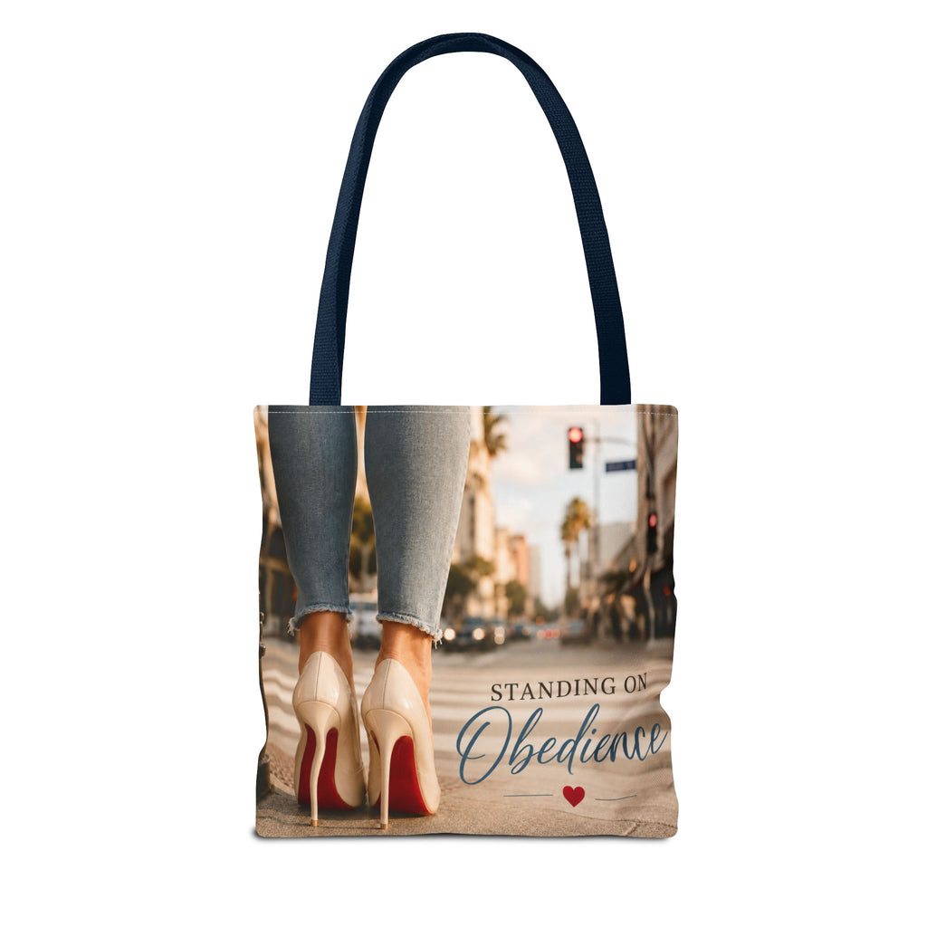 Standing on Obedience Large Christian Tote Bag for Work, Church & Everyday Life