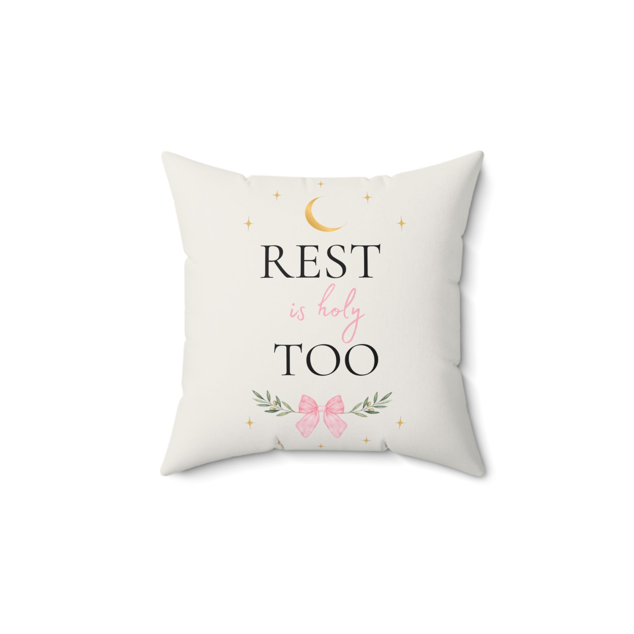 Rest Is Holy Too | Cozy Faith Throw Pillow