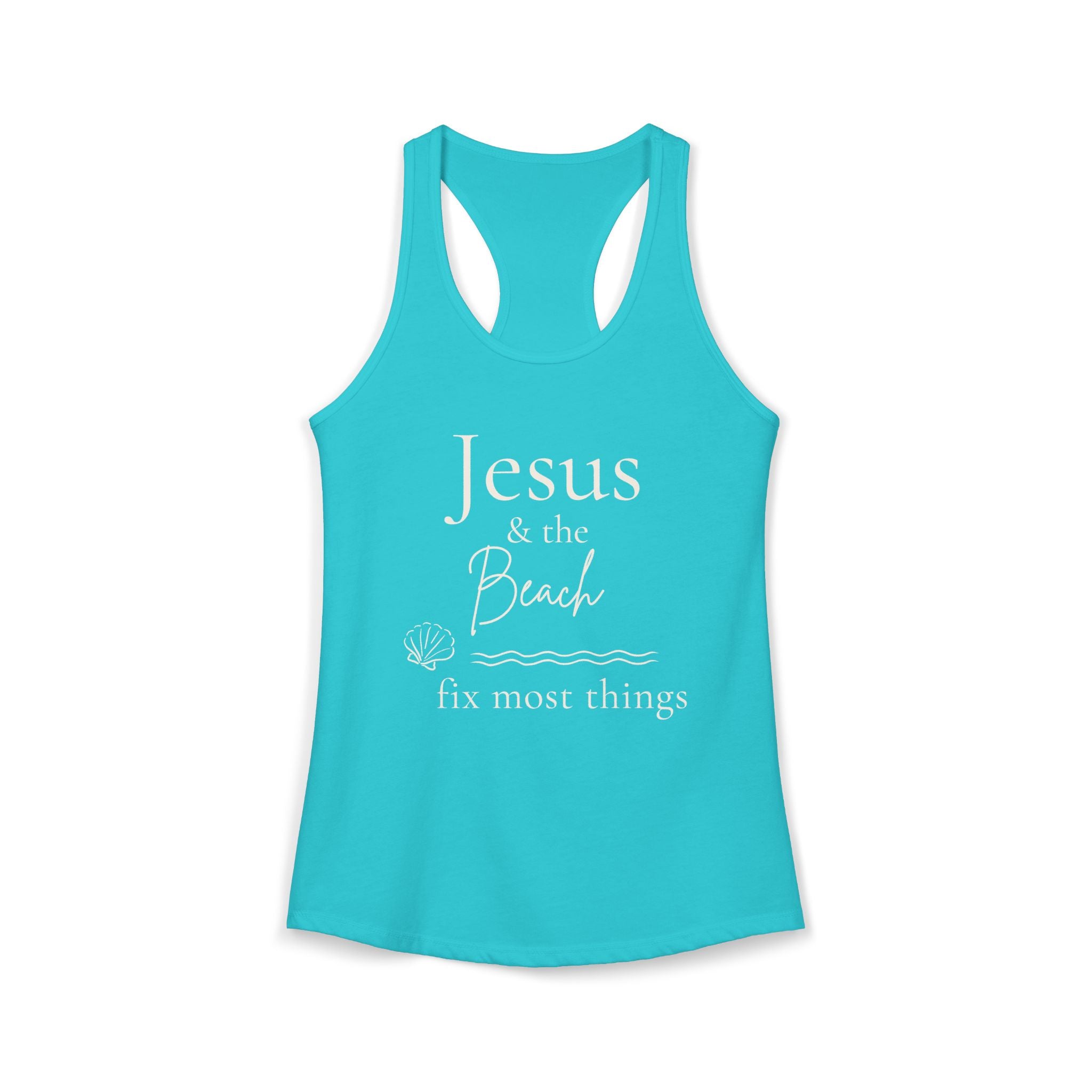 Jesus & the Beach Fix Most Things Racerback Tank