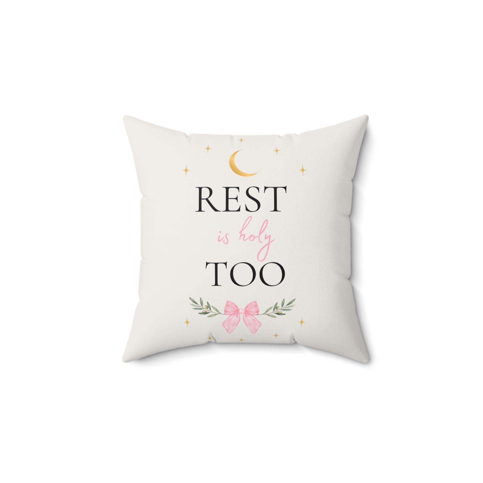 Rest Is Holy Too | Cozy Faith Throw Pillow