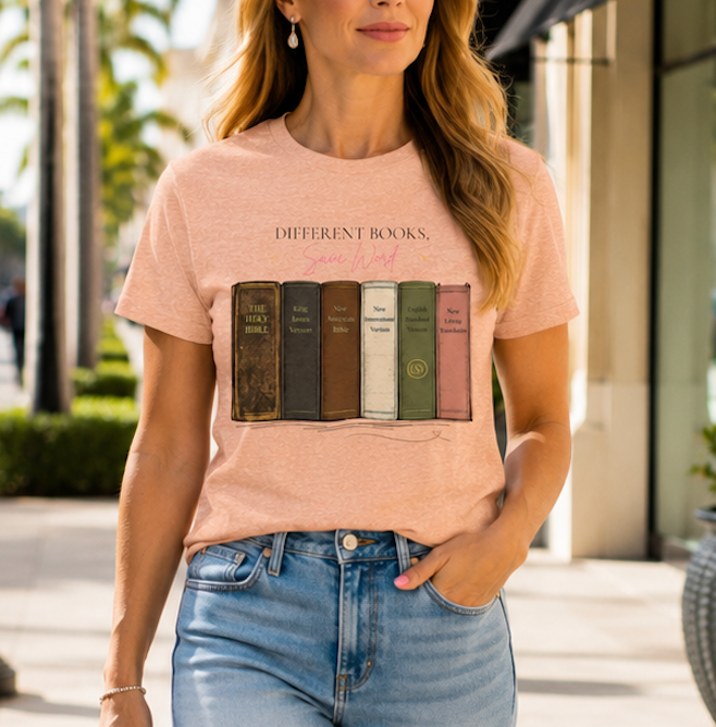 Vintage Books Graphic Tee — “Different Books. Same Story.” Literary T‑Shirt for Readers