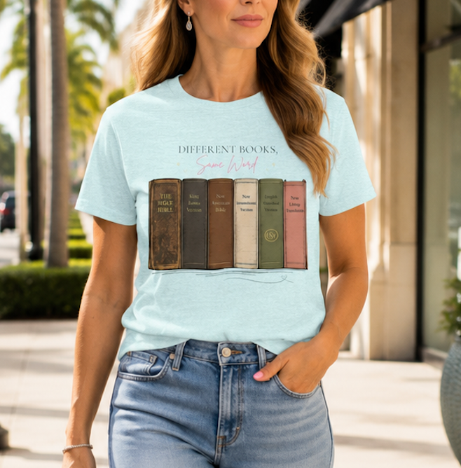 Vintage Books Graphic Tee — “Different Books. Same Story.” Literary T‑Shirt for Readers
