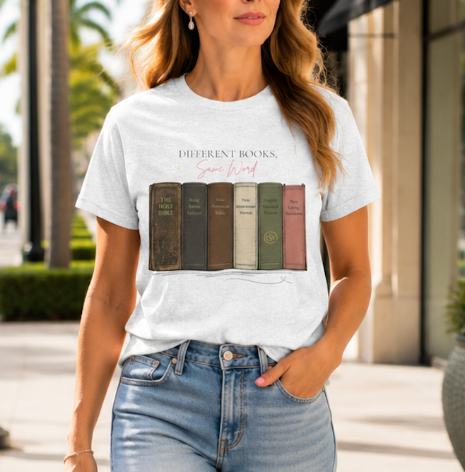 Vintage Books Graphic Tee — “Different Books. Same Story.” Literary T‑Shirt for Readers