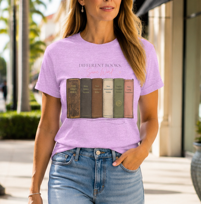 Vintage Books Graphic Tee — “Different Books. Same Story.” Literary T‑Shirt for Readers