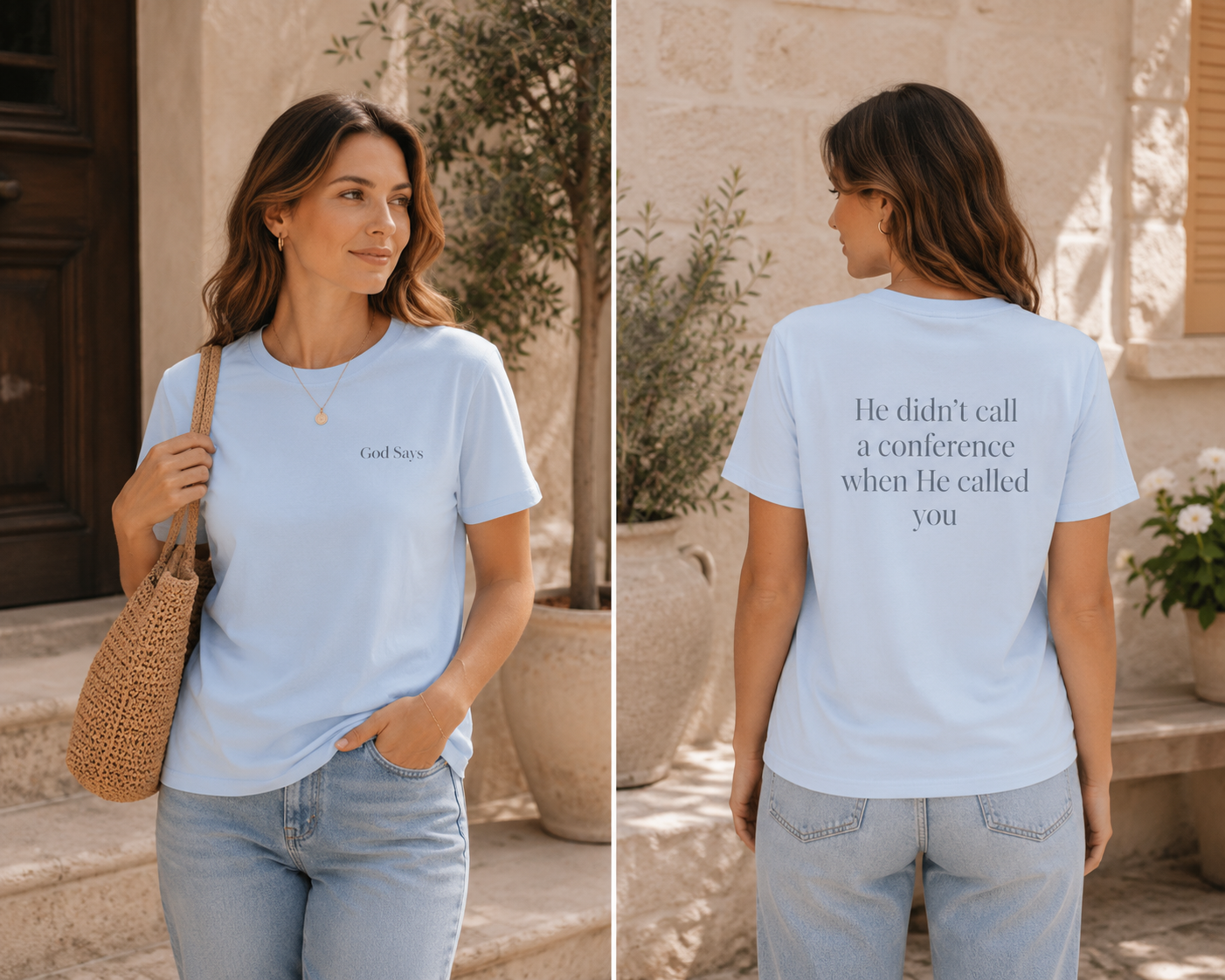 God Says “He didn't call a conference when He called you” T-Shirt – Faith-Based Christian Graphic Tee