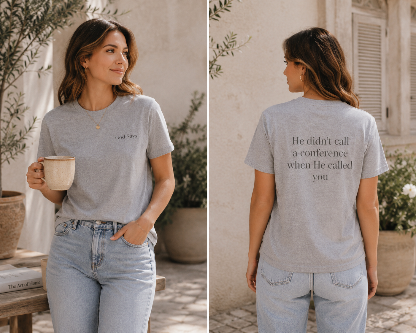 God Says “He didn't call a conference when He called you” T-Shirt – Faith-Based Christian Graphic Tee