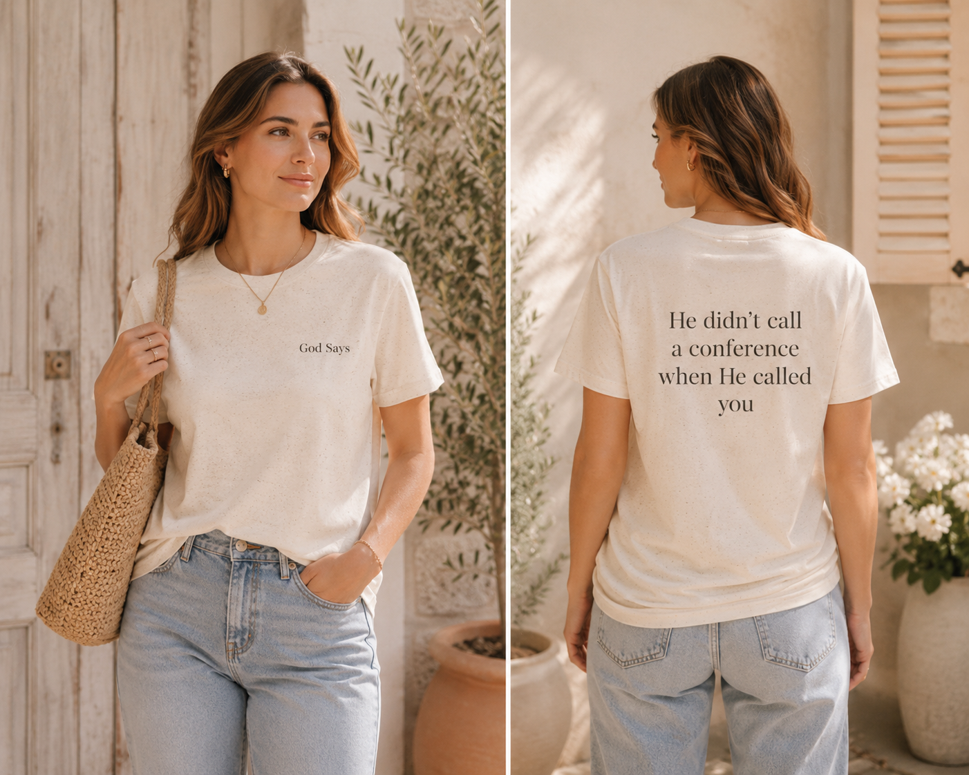 God Says “He didn't call a conference when He called you” T-Shirt – Faith-Based Christian Graphic Tee