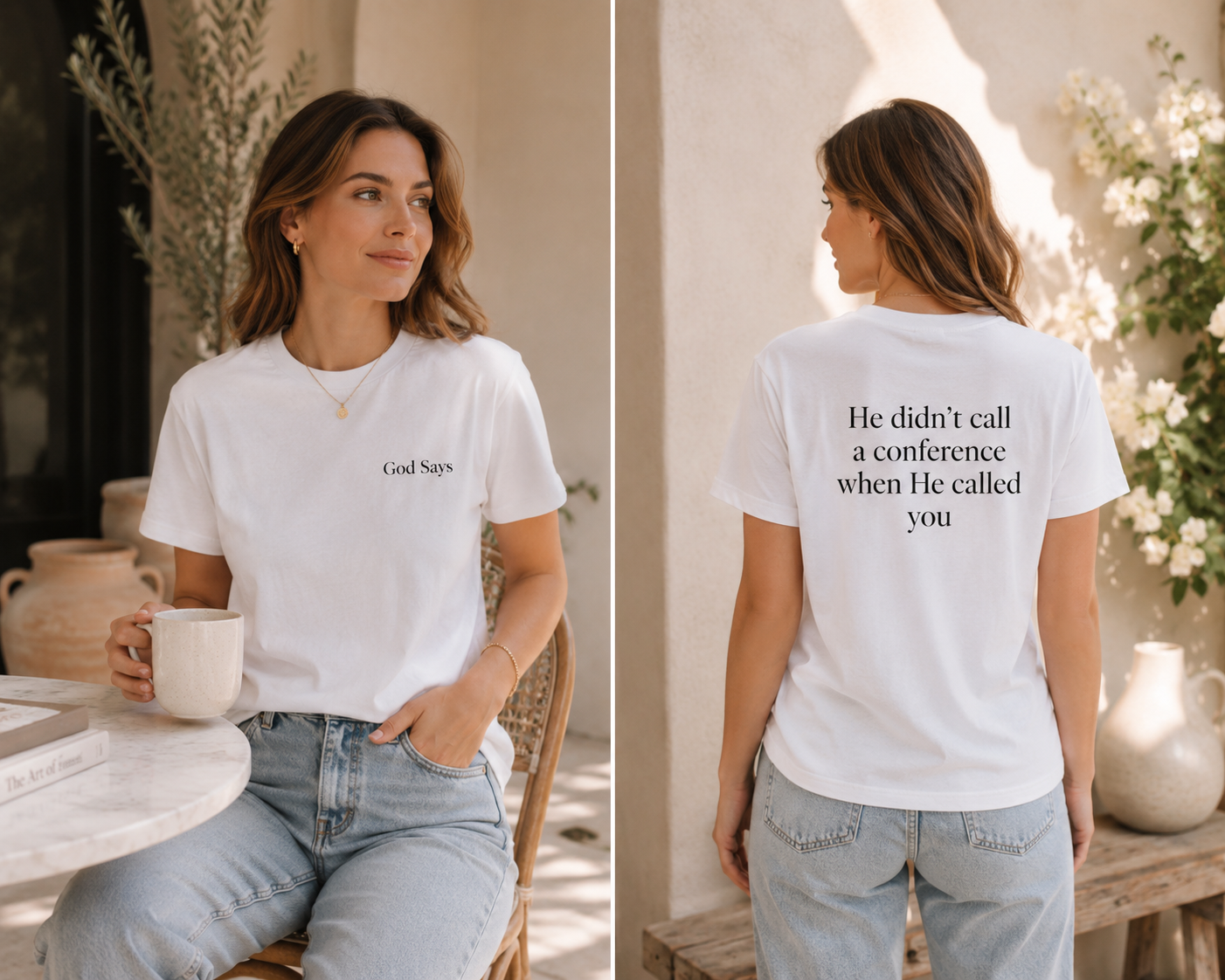 God Says “He didn't call a conference when He called you” T-Shirt – Faith-Based Christian Graphic Tee