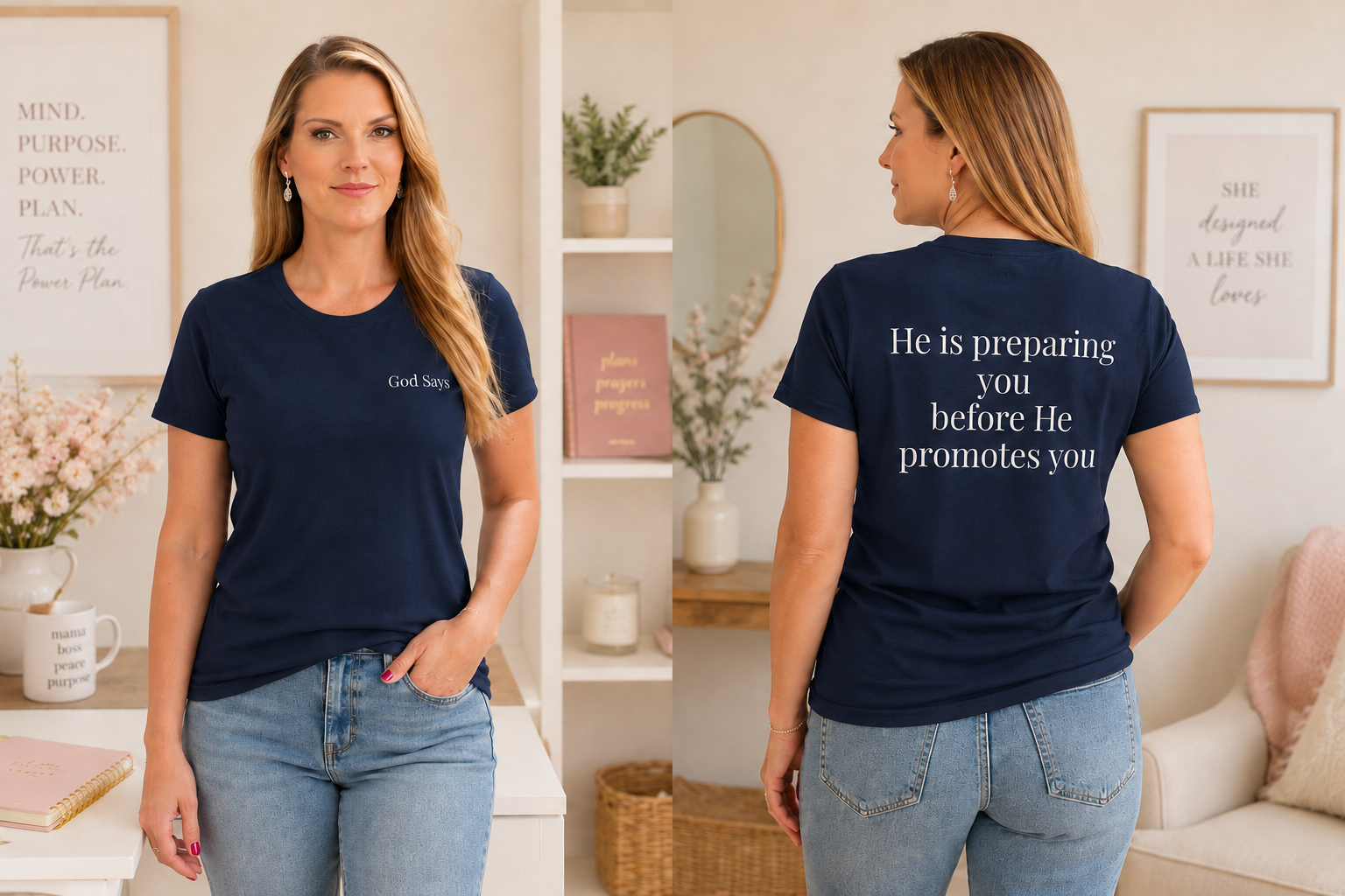 God Says “He is preparing you before He promotes you” T-Shirt – Faith-Based Christian Graphic Tee