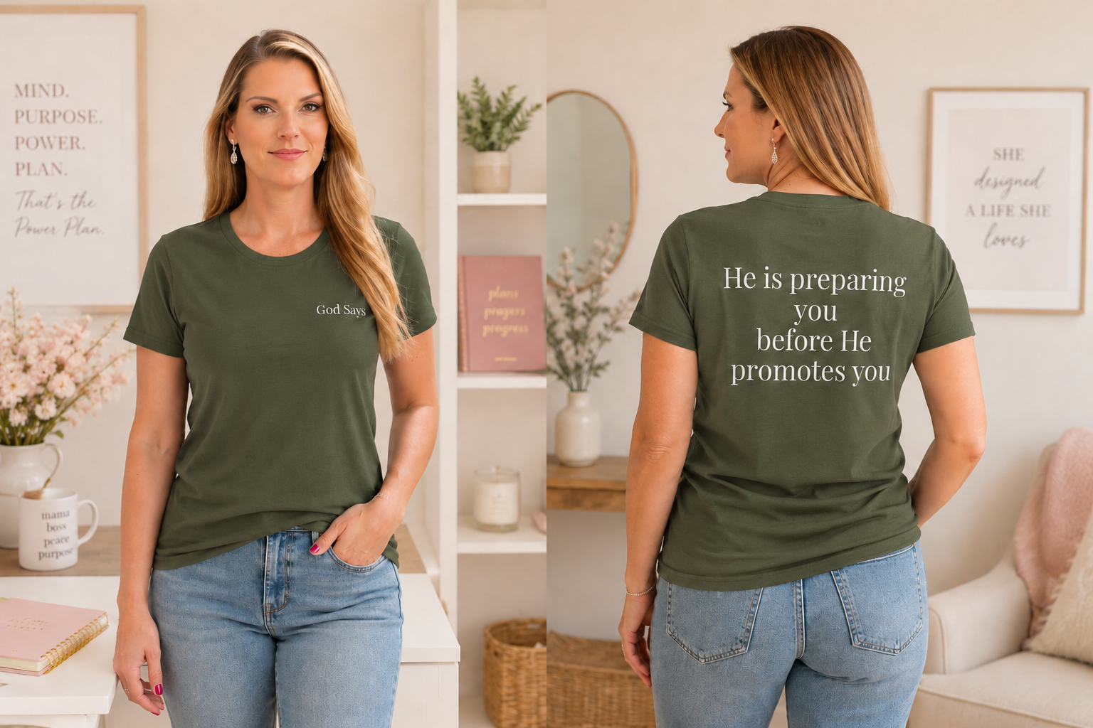 God Says “He is preparing you before He promotes you” T-Shirt – Faith-Based Christian Graphic Tee