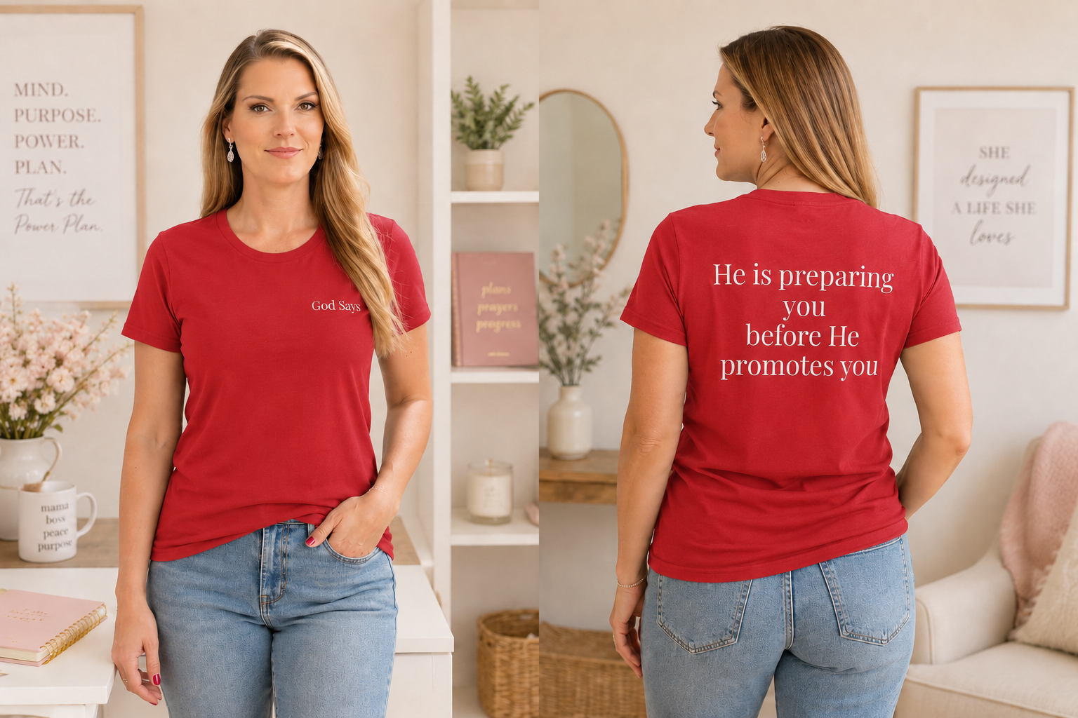 God Says “He is preparing you before He promotes you” T-Shirt – Faith-Based Christian Graphic Tee