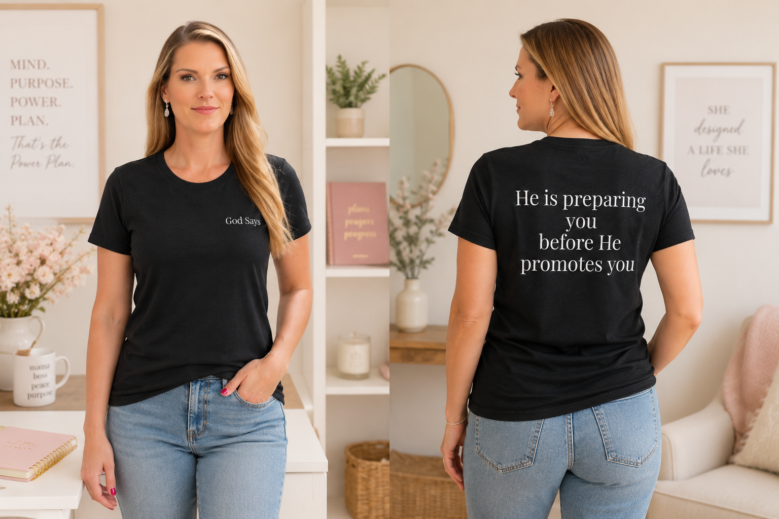God Says “He is preparing you before He promotes you” T-Shirt – Faith-Based Christian Graphic Tee
