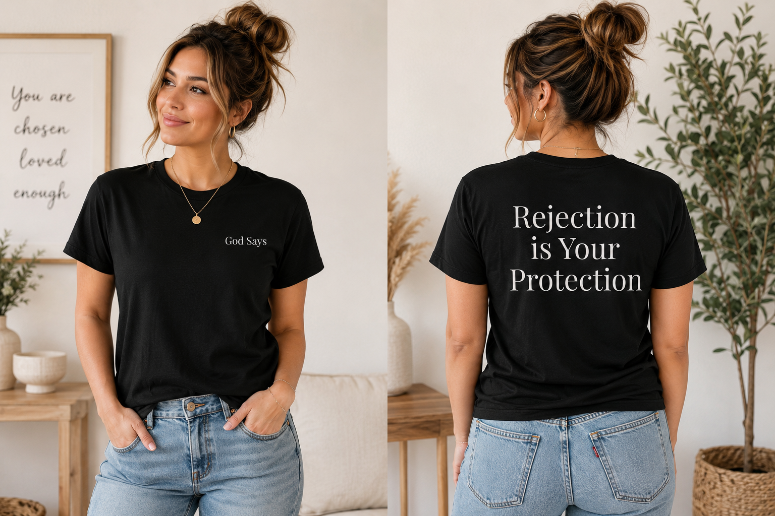 God Says “Rejection Is Your Protection” T-Shirt – Faith-Based Christian Graphic Tee