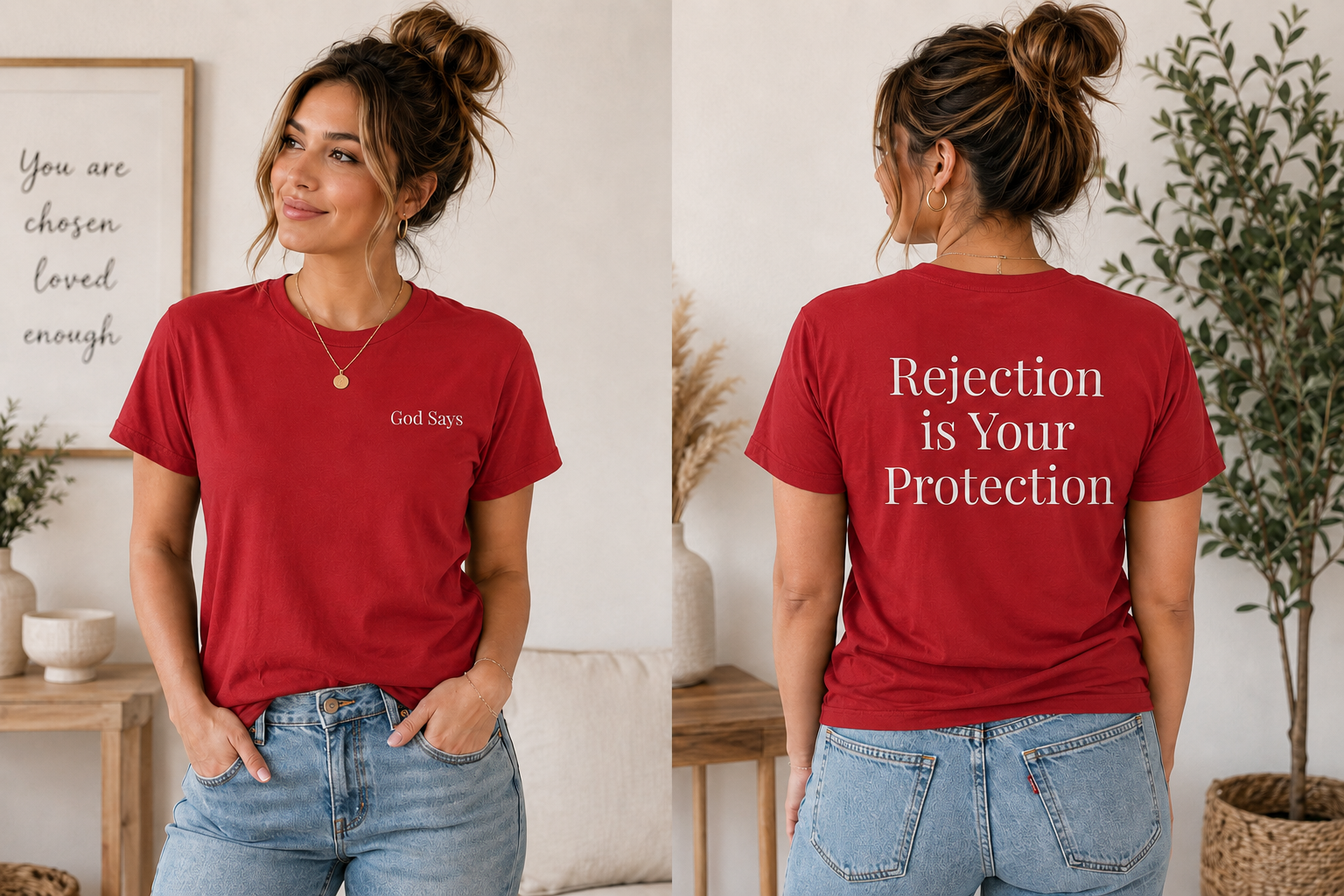God Says “Rejection Is Your Protection” T-Shirt – Faith-Based Christian Graphic Tee
