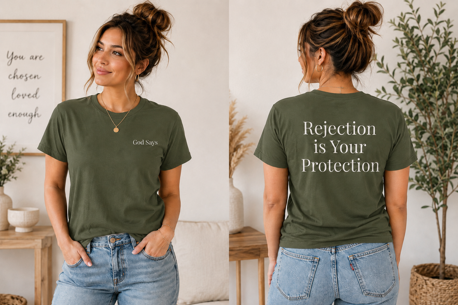 God Says “Rejection Is Your Protection” T-Shirt – Faith-Based Christian Graphic Tee