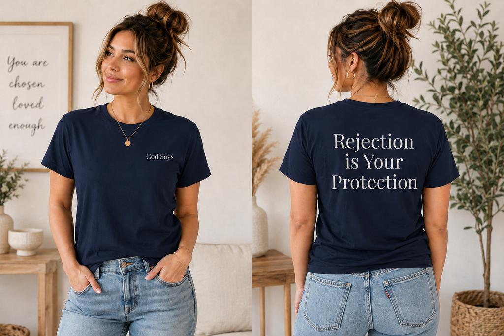 God Says “Rejection Is Your Protection” T-Shirt – Faith-Based Christian Graphic Tee