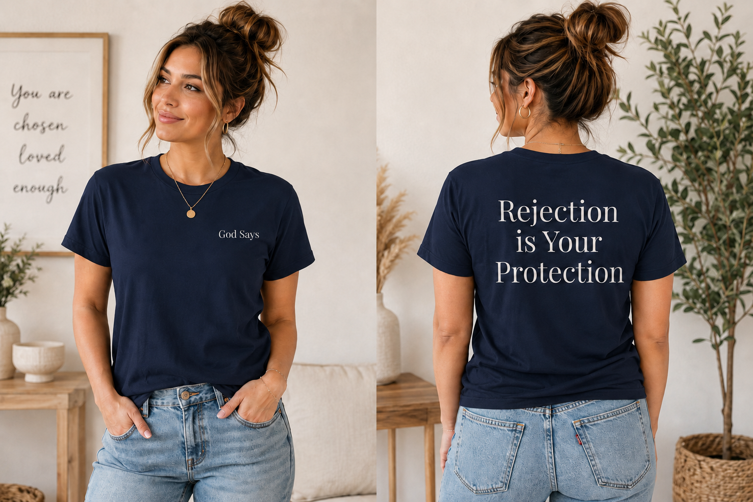 God Says “Rejection Is Your Protection” T-Shirt – Faith-Based Christian Graphic Tee