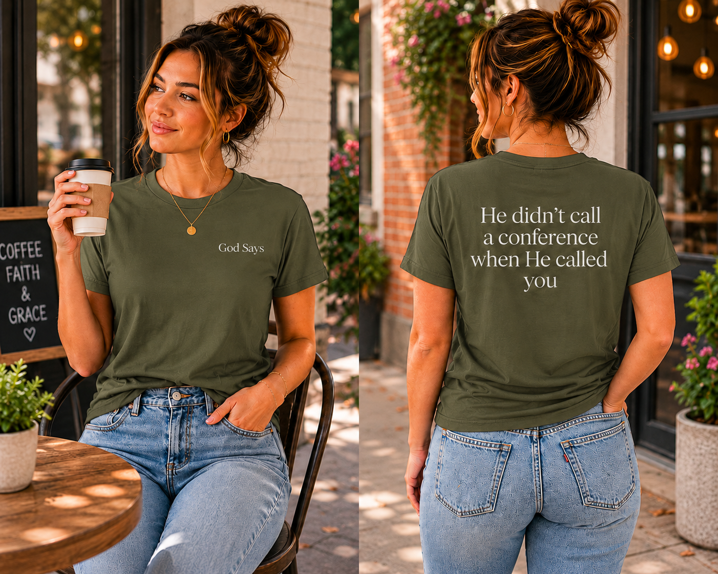 God Says “He didn't call a conference when He called you” T-Shirt – Faith-Based Christian Graphic Tee