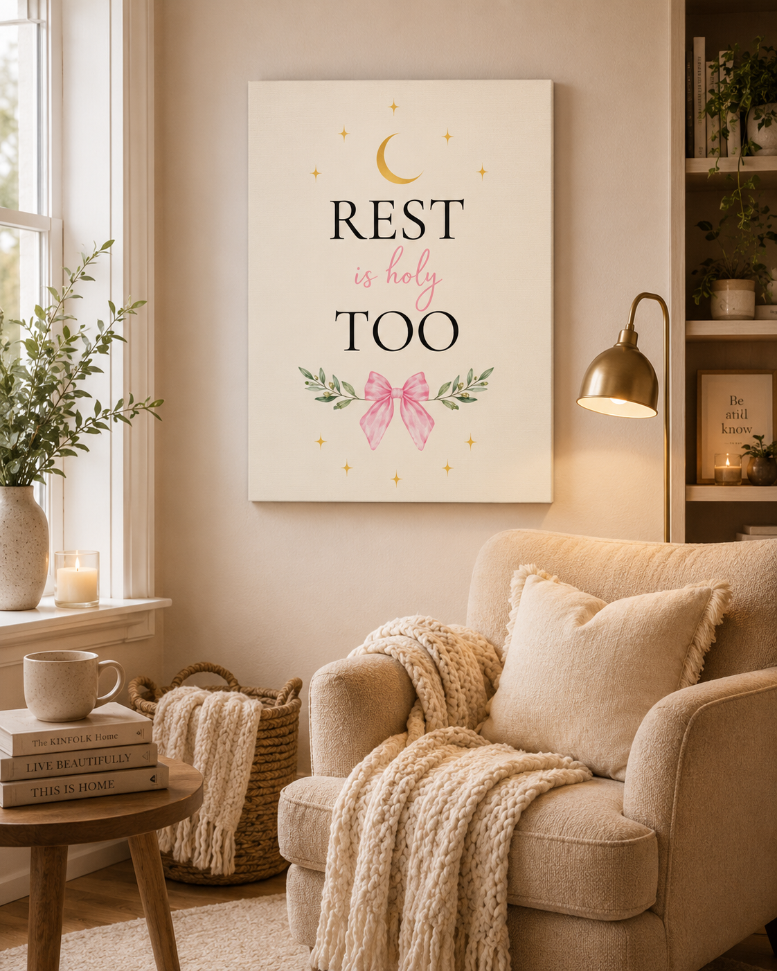Rest Is Holy Too Inspirational Canvas – Faith Based Wall Decor