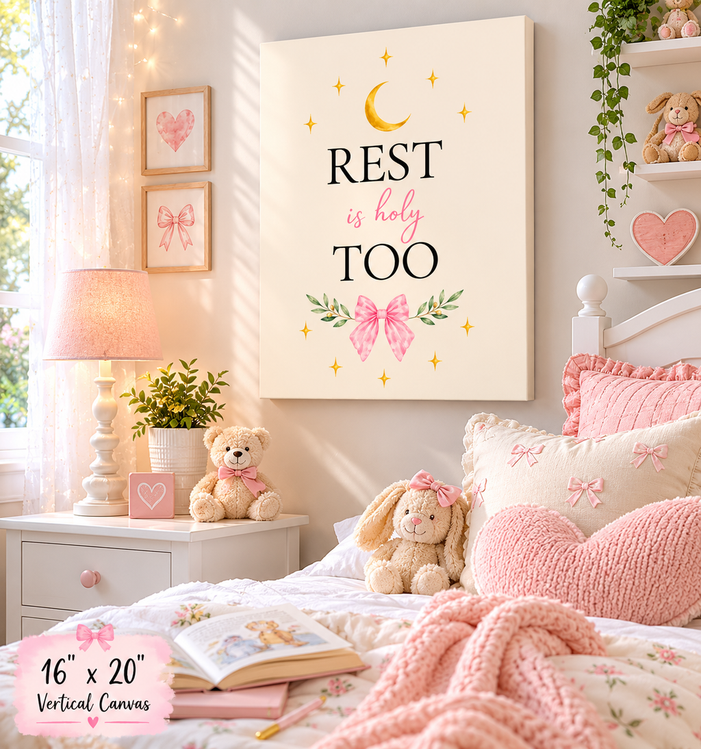 Rest Is Holy Too Inspirational Canvas – Faith Based Wall Decor