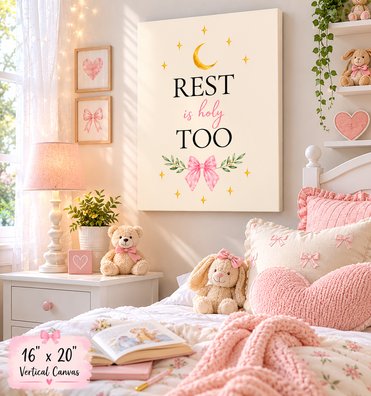 Rest Is Holy Too Inspirational Canvas – Faith Based Wall Decor