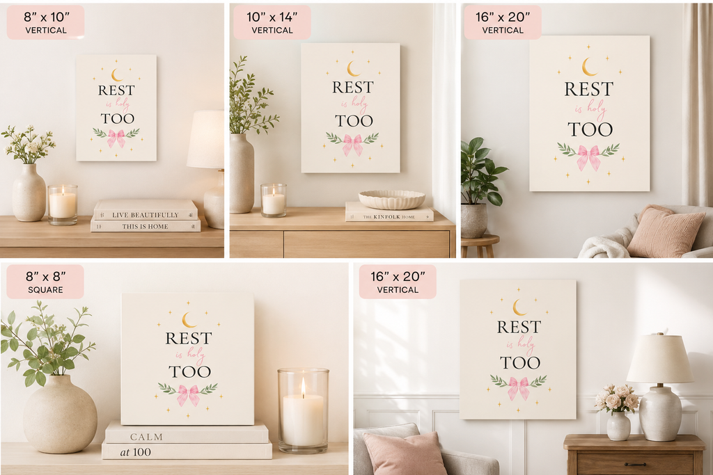Rest Is Holy Too Inspirational Canvas – Faith Based Wall Decor
