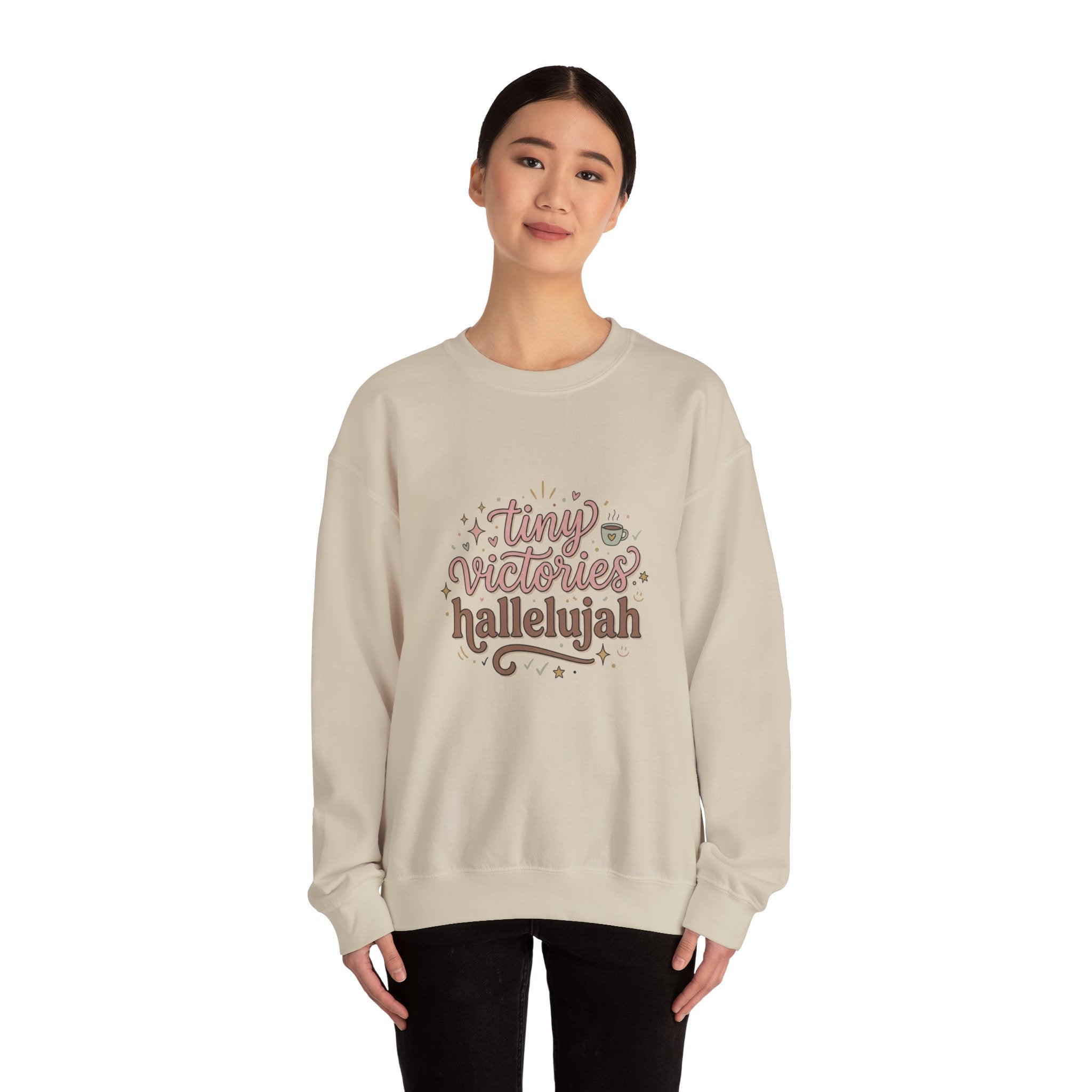 tiny victories hallelujah Sweatshirt | Everything Hallelujah, gratitude humor
