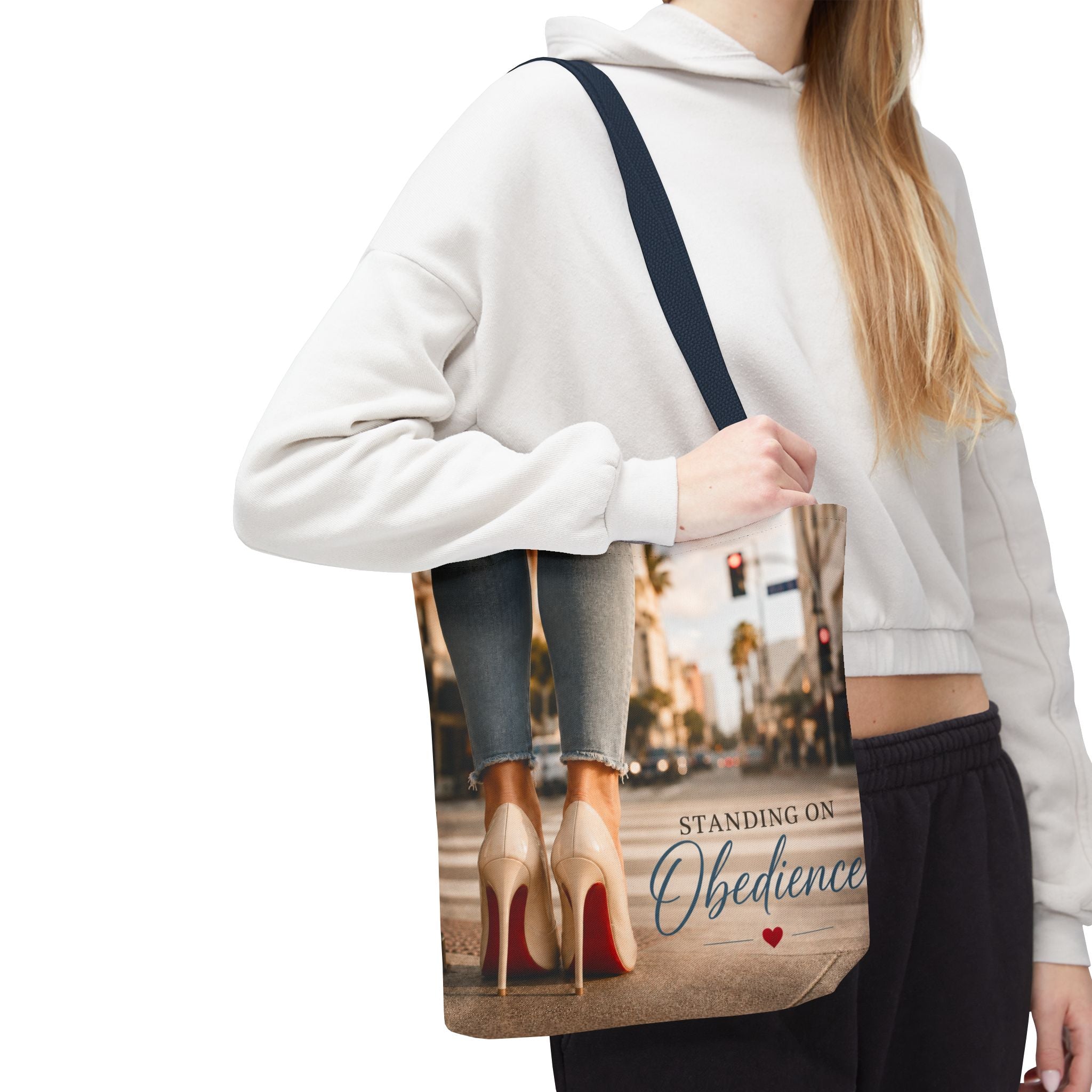 Standing on Obedience Large Christian Tote Bag for Work, Church & Everyday Life