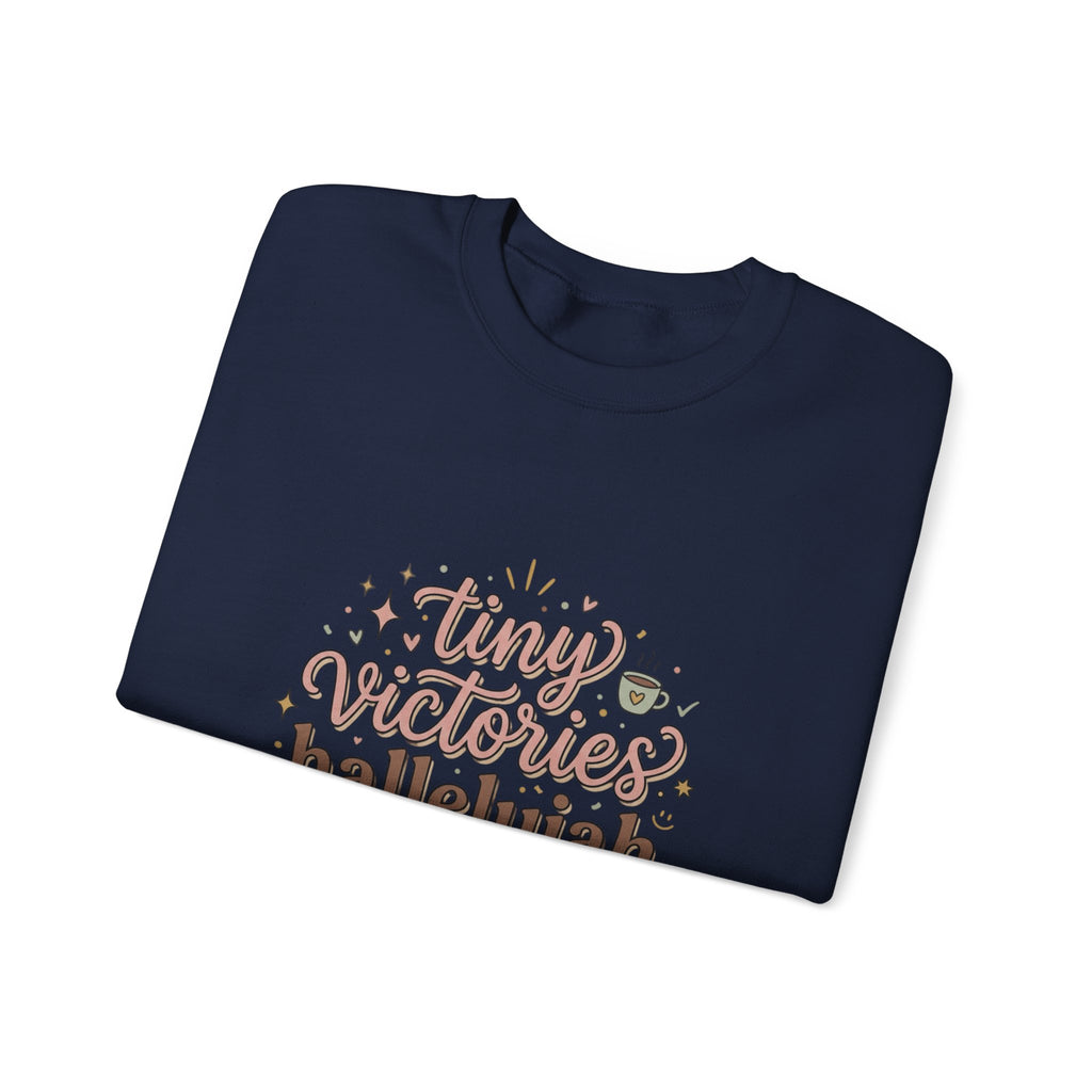 tiny victories hallelujah Sweatshirt | Everything Hallelujah, gratitude humor