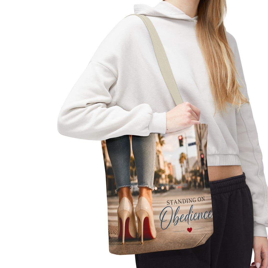 Standing on Obedience Large Christian Tote Bag for Work, Church & Everyday Life