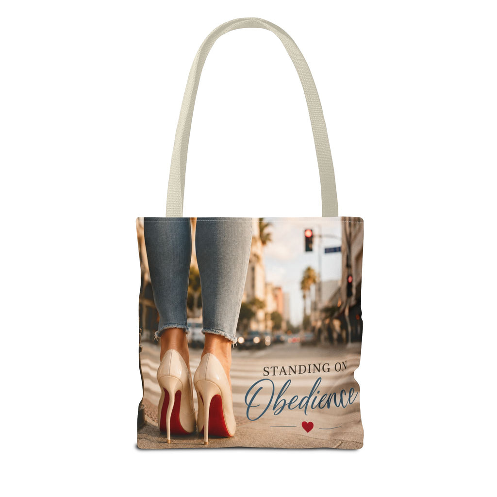 Standing on Obedience Large Christian Tote Bag for Work, Church & Everyday Life