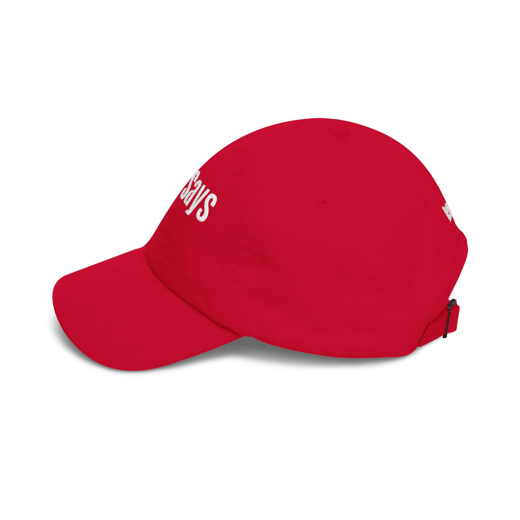 God Says Keep Going Adjustable Baseball Cap White Embroidery front and back