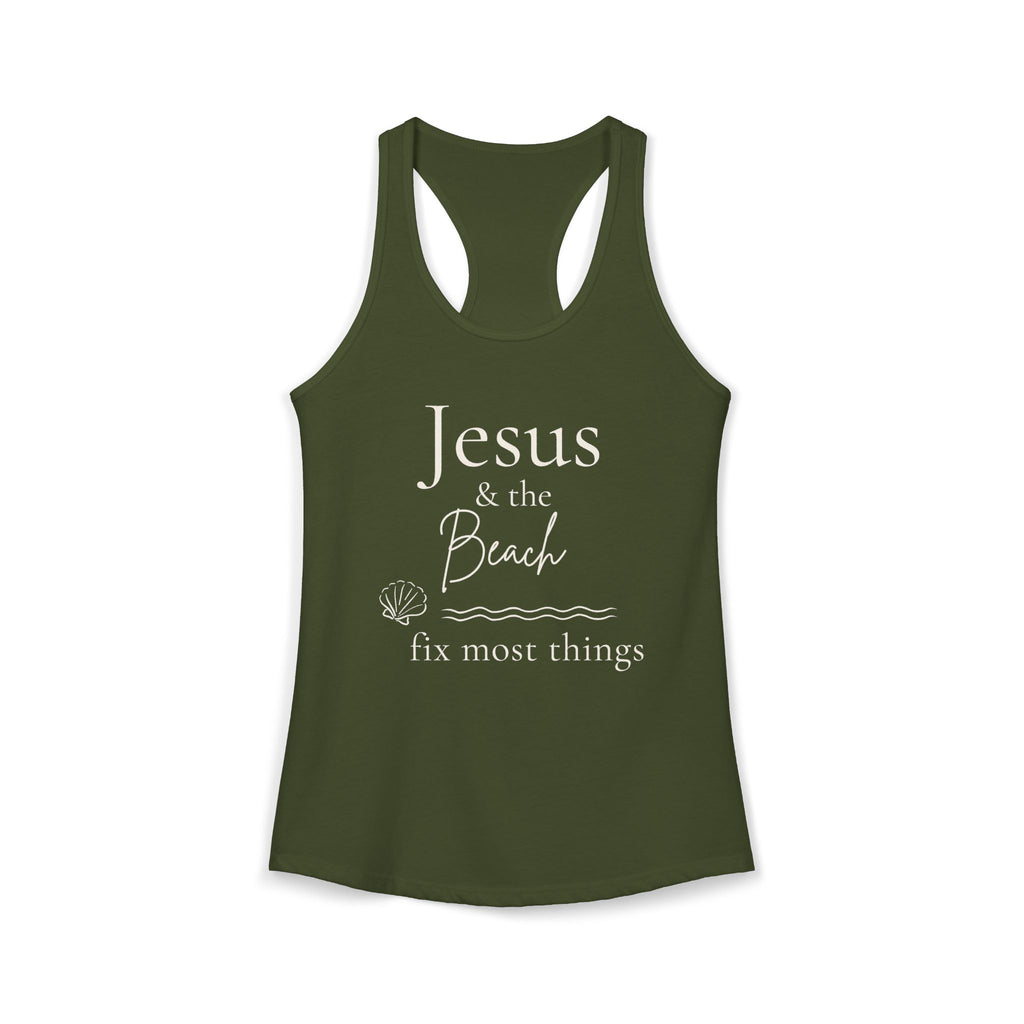 Jesus & the Beach Fix Most Things Racerback Tank