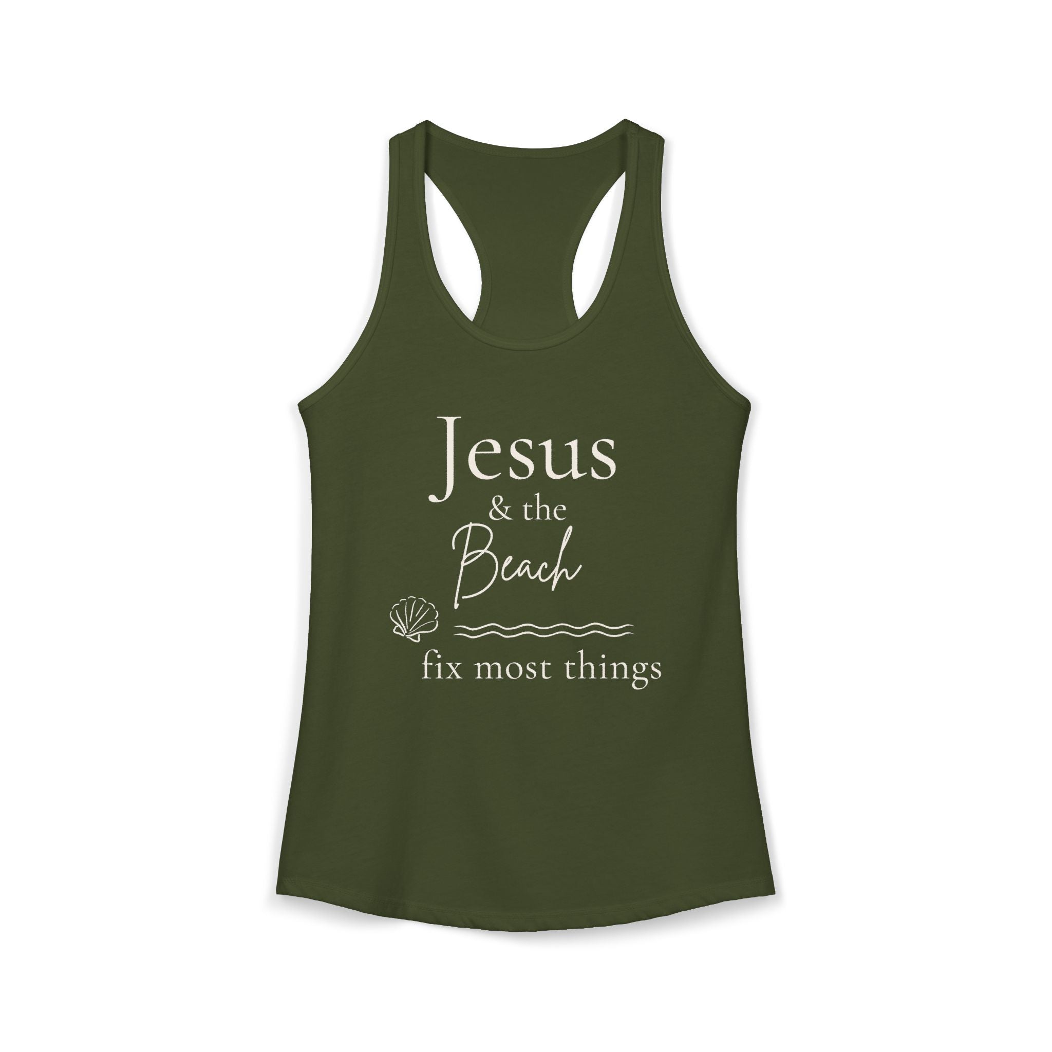 Jesus & the Beach Fix Most Things Racerback Tank